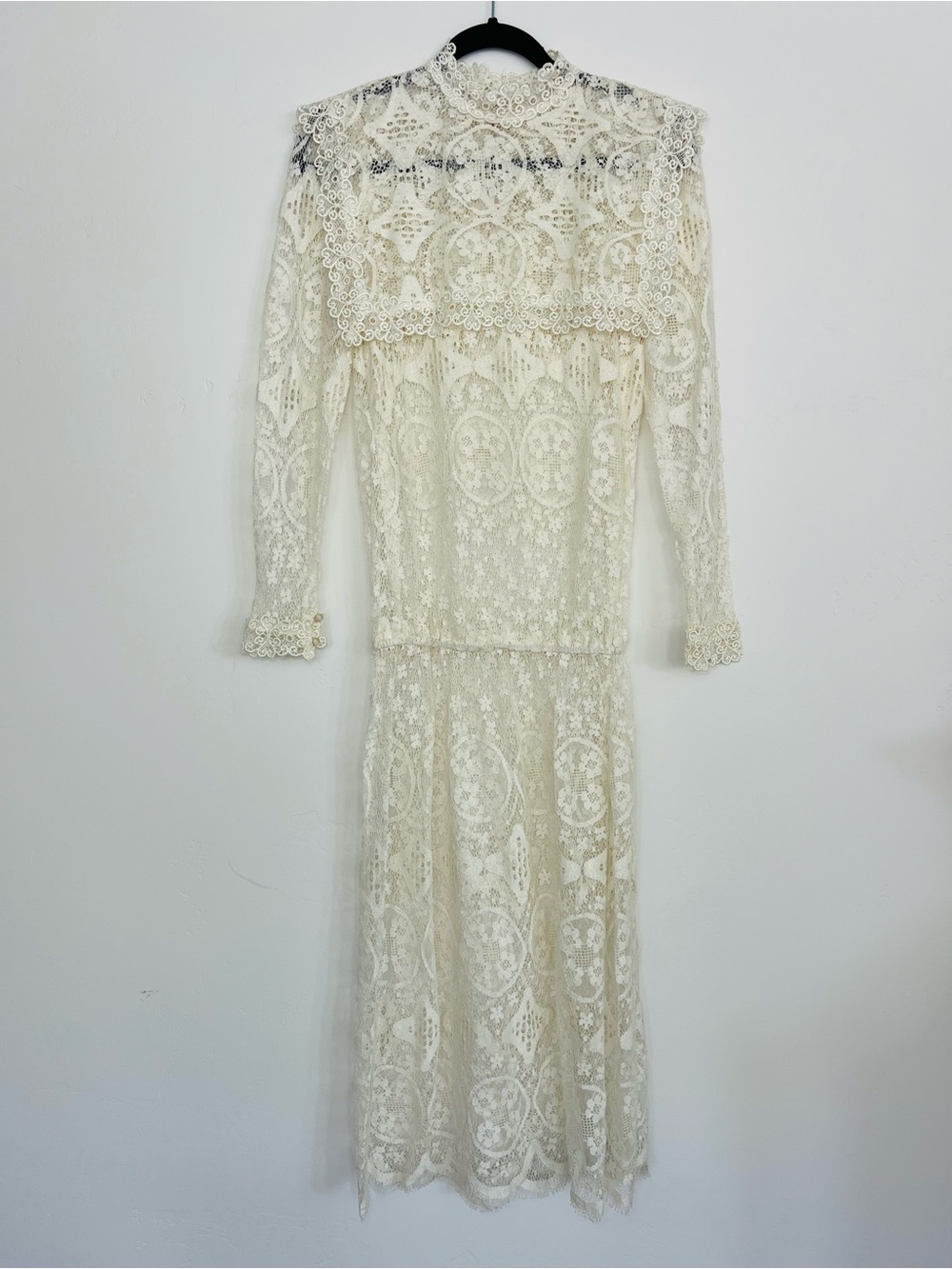 Jessica McClintock Vintage Sheer Ivory Lace Dress S